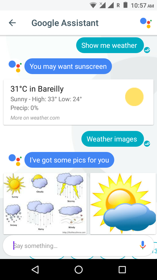 Screenshot of Google Assistance App